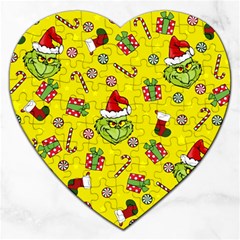 Grinch Pattern Jigsaw Puzzle (heart) by Valentinaart