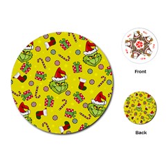 Grinch Pattern Playing Cards (round) 