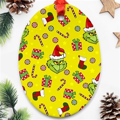 Grinch Pattern Oval Ornament (two Sides) by Valentinaart