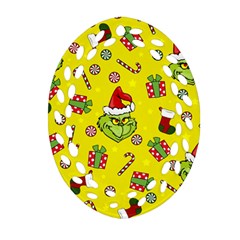 Grinch Pattern Oval Filigree Ornament (two Sides) by Valentinaart