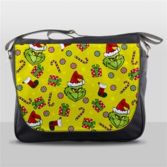 Grinch Pattern Messenger Bags by Valentinaart