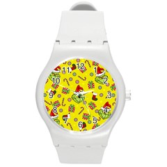 Grinch Pattern Round Plastic Sport Watch (m) by Valentinaart