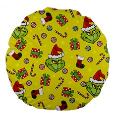 Grinch Pattern Large 18  Premium Round Cushions by Valentinaart