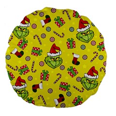 Grinch Pattern Large 18  Premium Flano Round Cushions by Valentinaart