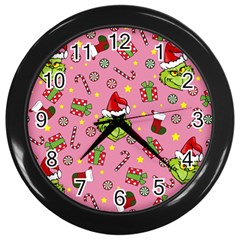 Grinch pattern Wall Clocks (Black)