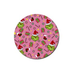 Grinch pattern Rubber Round Coaster (4 pack) 