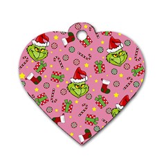 Grinch pattern Dog Tag Heart (One Side)