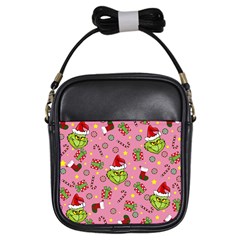 Grinch pattern Girls Sling Bags