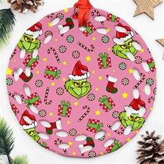 Grinch pattern Ornament (Round Filigree)