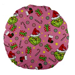 Grinch pattern Large 18  Premium Round Cushions