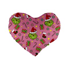 Grinch pattern Standard 16  Premium Heart Shape Cushions