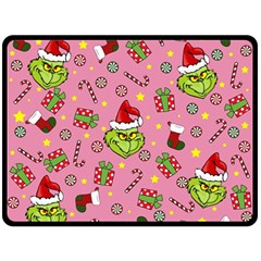 Grinch pattern Double Sided Fleece Blanket (Large) 