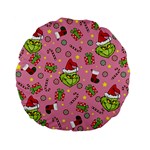 Grinch pattern Standard 15  Premium Flano Round Cushions Back