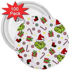 Grinch Pattern 3  Buttons (100 Pack) 