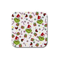 Grinch Pattern Rubber Square Coaster (4 Pack) 