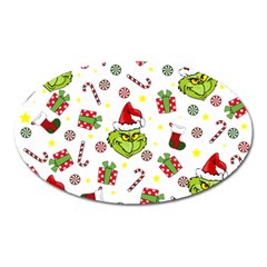 Grinch Pattern Oval Magnet by Valentinaart