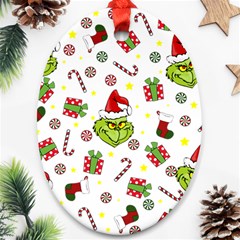 Grinch Pattern Oval Ornament (two Sides) by Valentinaart