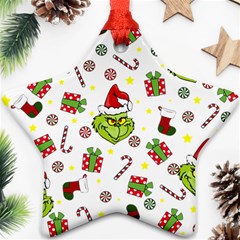 Grinch Pattern Star Ornament (two Sides) by Valentinaart