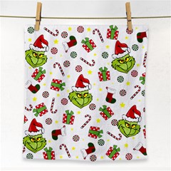 Grinch Pattern Face Towel by Valentinaart