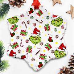 Grinch Pattern Ornament (snowflake)