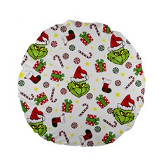 Grinch Pattern Standard 15  Premium Flano Round Cushions by Valentinaart