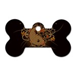 The Sign Ying And Yang With Floral Elements Dog Tag Bone (Two Sides)