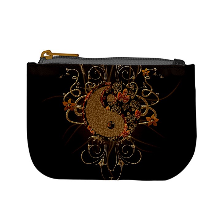 The Sign Ying And Yang With Floral Elements Mini Coin Purses