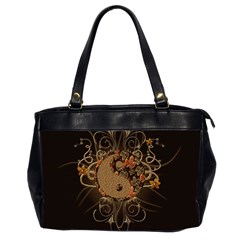 The Sign Ying And Yang With Floral Elements Office Handbags (2 Sides)  by FantasyWorld7