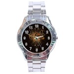 The Sign Ying And Yang With Floral Elements Stainless Steel Analogue Watch