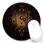 The Sign Ying And Yang With Floral Elements Round Mousepads Front