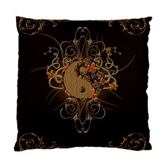 The Sign Ying And Yang With Floral Elements Standard Cushion Case (One Side)