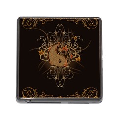 The Sign Ying And Yang With Floral Elements Memory Card Reader (Square)