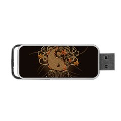 The Sign Ying And Yang With Floral Elements Portable USB Flash (One Side)