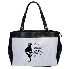 Black Rooster Crowing The Good Morning Alarm Office Handbags by WayfarerApothecary