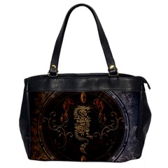 Golden Chinese Dragon On Vintage Background Office Handbags by FantasyWorld7