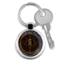 Golden Chinese Dragon On Vintage Background Key Chains (round)  by FantasyWorld7