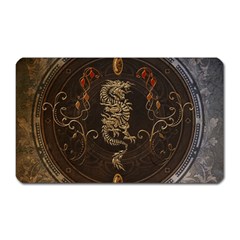 Golden Chinese Dragon On Vintage Background Magnet (rectangular) by FantasyWorld7