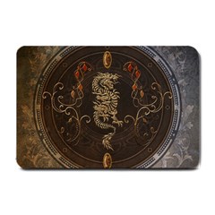 Golden Chinese Dragon On Vintage Background Small Doormat  by FantasyWorld7