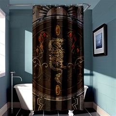 Golden Chinese Dragon On Vintage Background Shower Curtain 36  X 72  (stall)  by FantasyWorld7