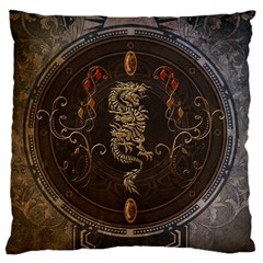 Golden Chinese Dragon On Vintage Background Large Cushion Case (one Side) by FantasyWorld7