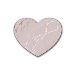 Rose Gold, Wave,beautiful,feminine,chic,elegant,metallic,modren,wedding,pink,trendy Rubber Coaster (heart)  by NouveauDesign