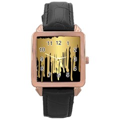 Drip Cold Rose Gold Leather Watch  by NouveauDesign