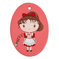 Robot Girl Cutie Oval Ornament