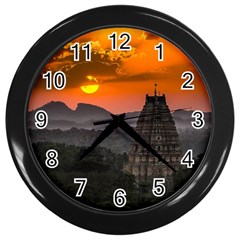 Beautiful Village Of Hampi Wall Clocks (black) by Celenk