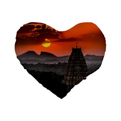 Beautiful Village Of Hampi Standard 16  Premium Flano Heart Shape Cushions by Celenk