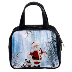 Santa Claus With Funny Penguin Classic Handbags (2 Sides) by FantasyWorld7