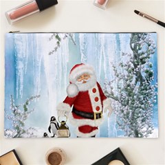 Santa Claus With Funny Penguin Cosmetic Bag (xxl)  by FantasyWorld7