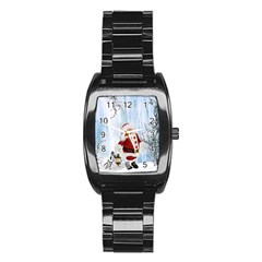 Santa Claus With Funny Penguin Stainless Steel Barrel Watch by FantasyWorld7