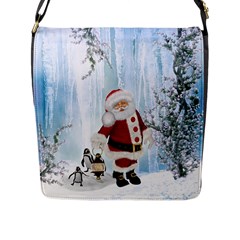 Santa Claus With Funny Penguin Flap Messenger Bag (l) 