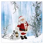 Santa Claus With Funny Penguin Large Satin Scarf (Square) Front